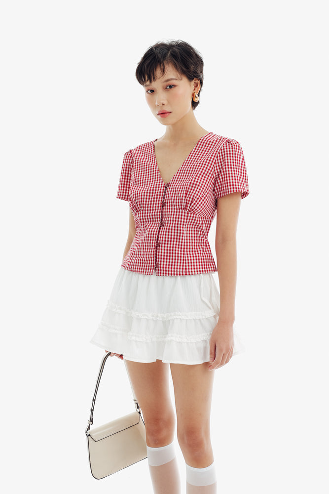 Willow Top in Checkered Red