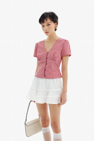 Willow Top in Checkered Red