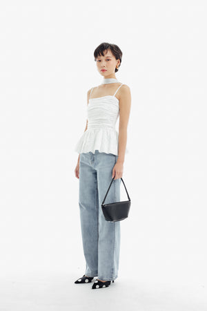 Cherie Top in White Polkadot