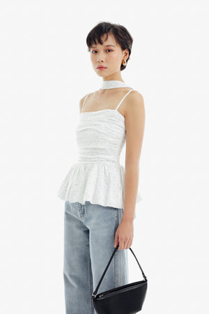 Cherie Top in White Polkadot