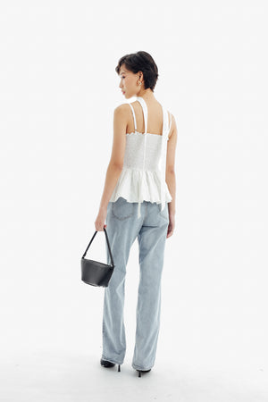 Cherie Top in White Polkadot