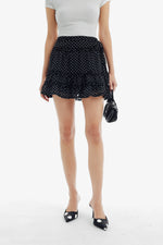 Petal Skirt in Black Polkadot