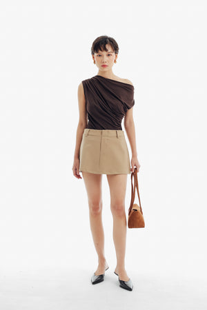 Niki Skirt Low Waist in Khaki