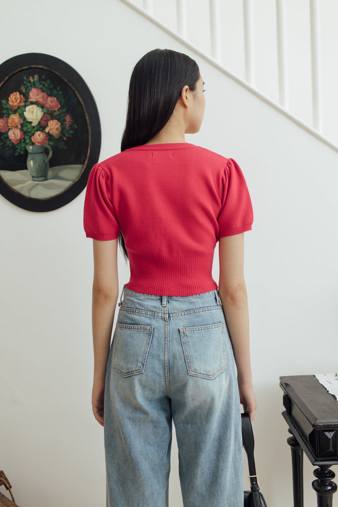 Jenna Top in Cherry Red