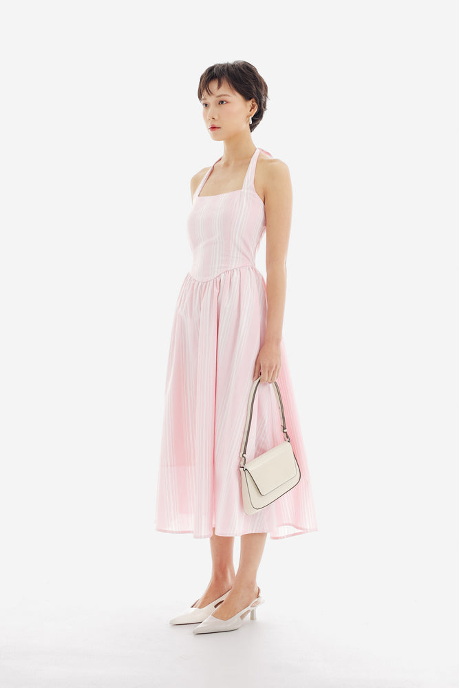 Odette Dress in Stripe Pink