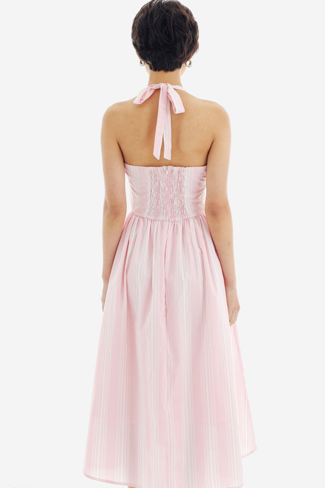 Odette Dress in Stripe Pink