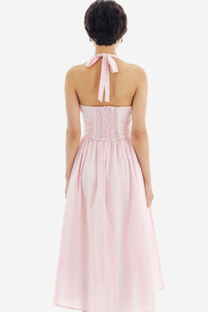 Odette Dress in Stripe Pink