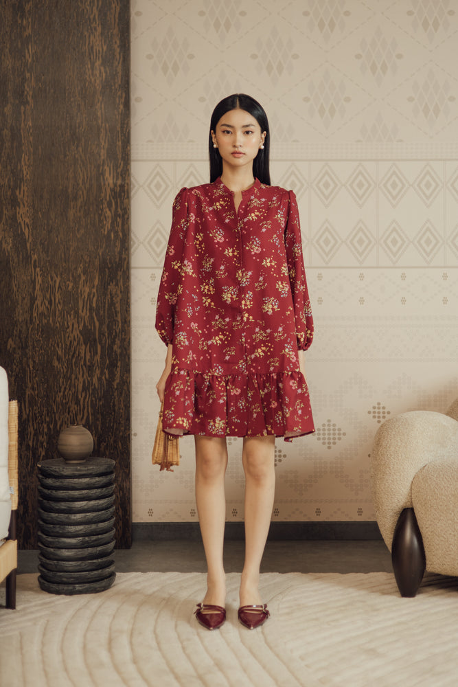 Yoora Dress in Maroon