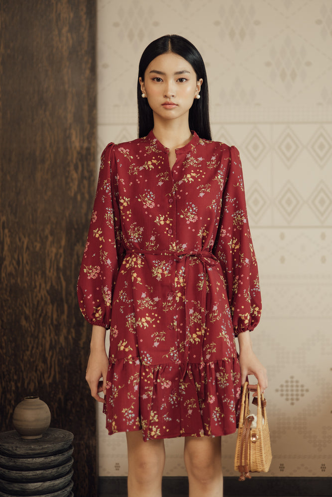 Yoora Dress in Maroon