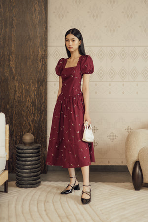 Soyou Dress in Midi Maroon