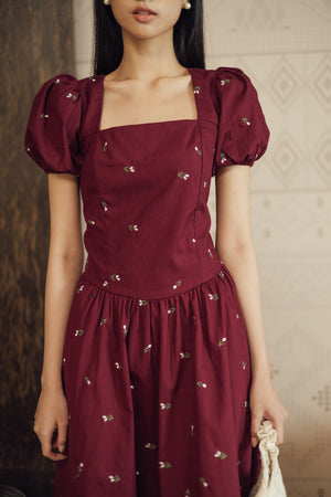 Soyou Dress in Midi Maroon