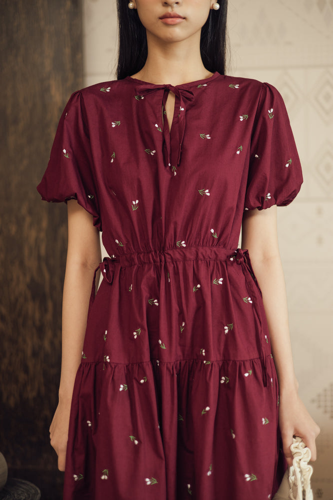 Emma Dress in Maroon