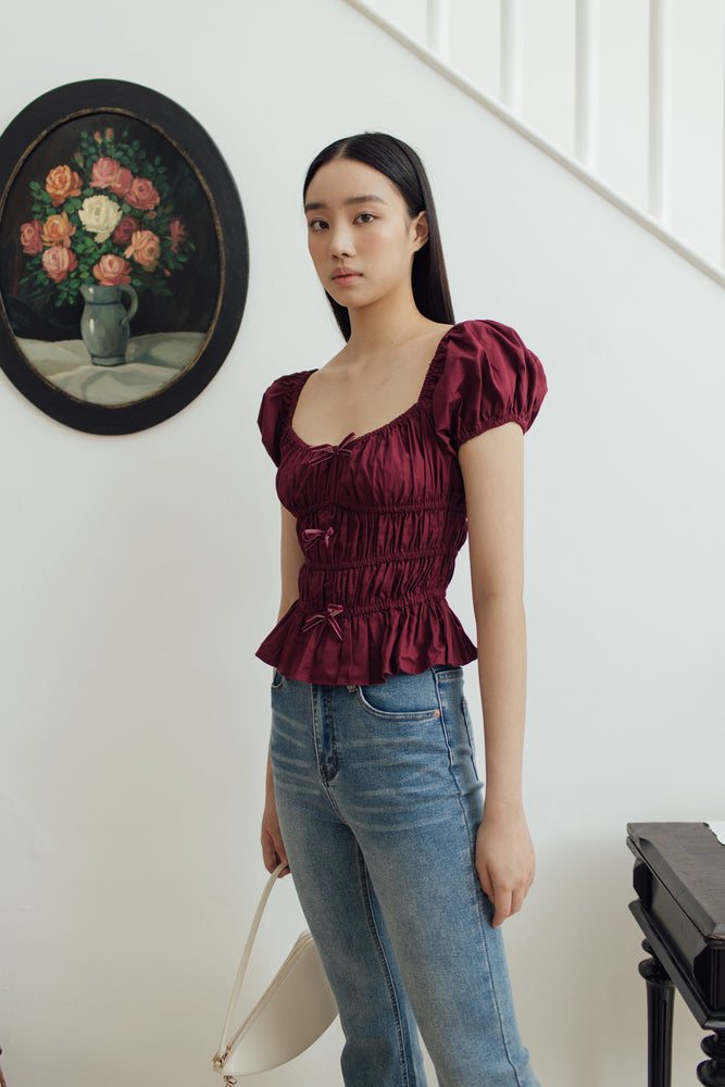 Inbee Top in Maroon