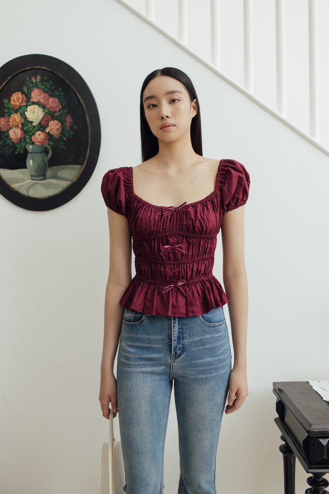 Inbee Top in Maroon