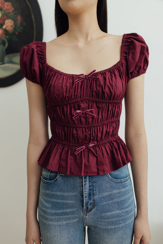 Inbee Top in Maroon