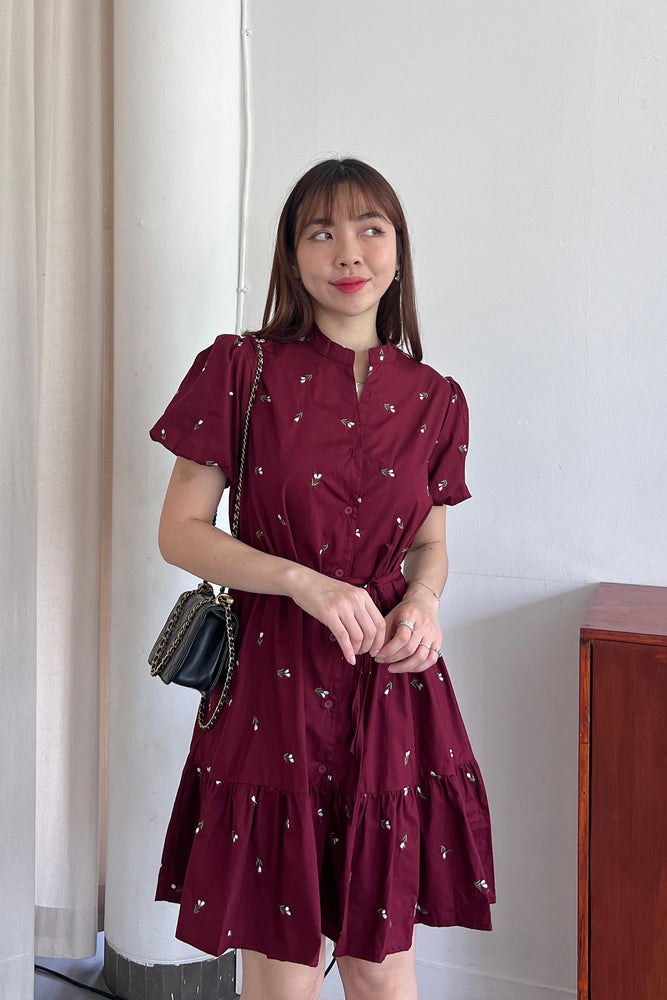 Leena Dress in Maroon