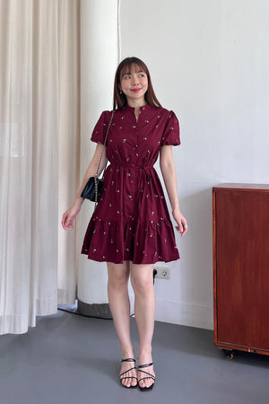 Leena Dress in Maroon