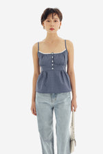 Candy Top in Checkered Navy