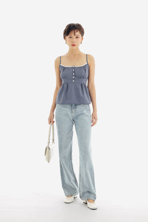 Candy Top in Checkered Navy