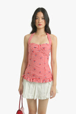 Cabana Top in Checkered Red